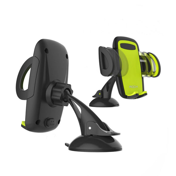 Rock Universal Deluxe Windshield Phone Holder - Negro/Verde